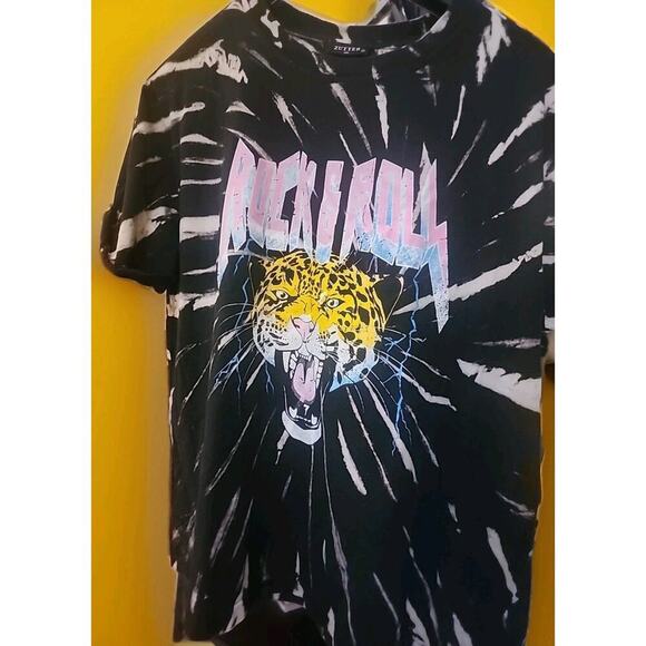 Zutter Rock & Roll Graphic Tee Leopard French Terry Cloth XL A99 Nice Soft - Picture 1 of 5